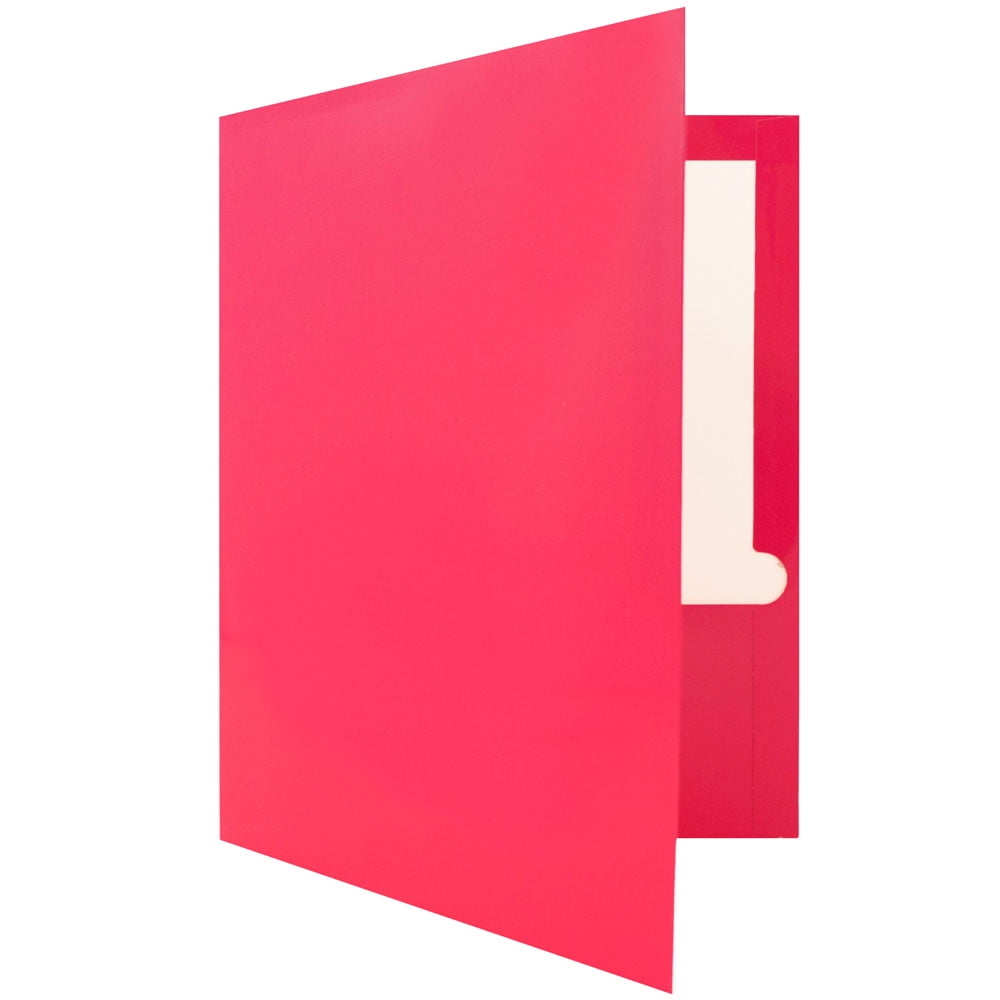 JAM Paper Glossy Two Pocket Folders, Fuchsia Pink, 50 per Pack
