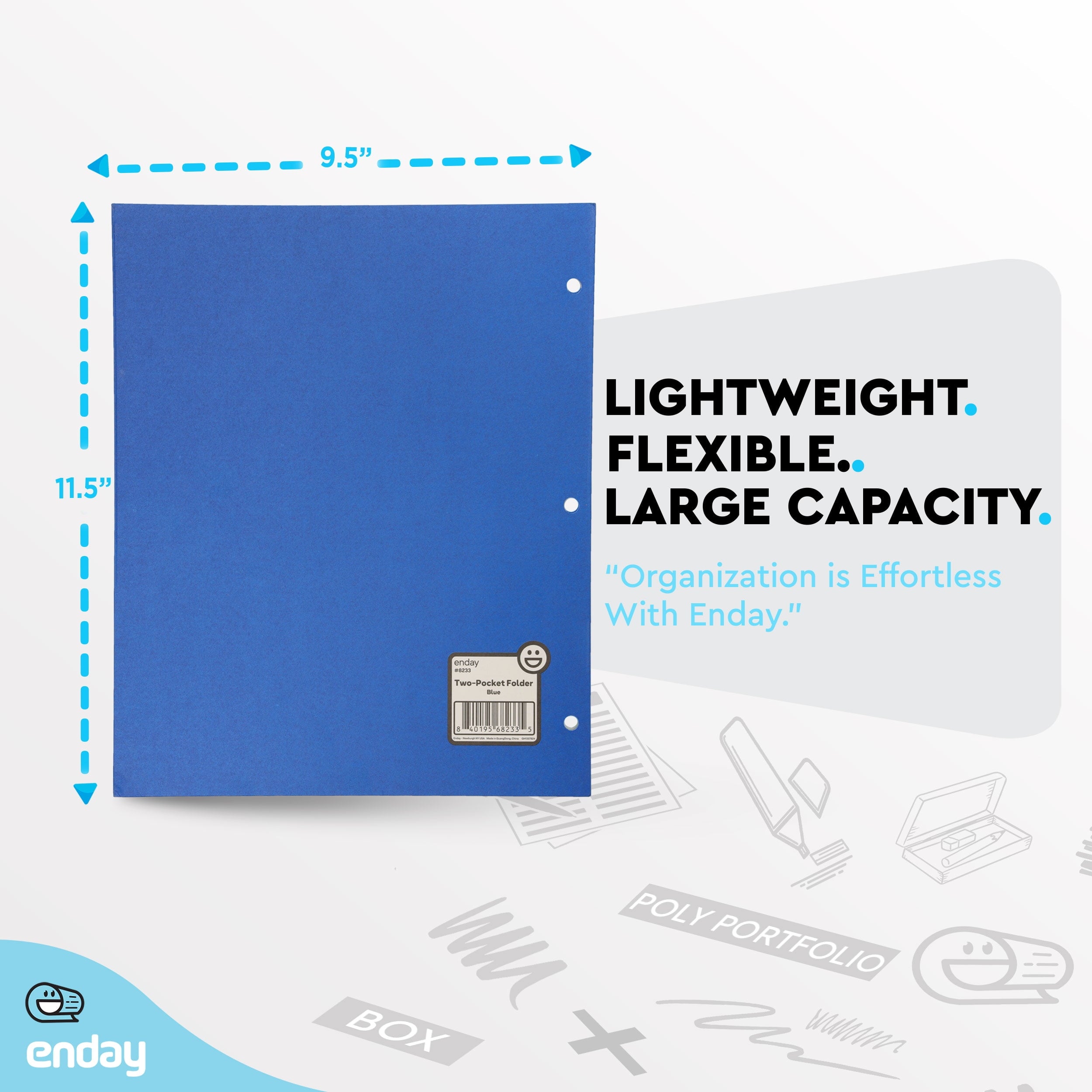 Enday Paper Folders with Pockets (100 Pack) - Assorted Colors - Letter Size Two Pocket Folders - Purple, Blue, Green, Red, Yellow, Orange & Black