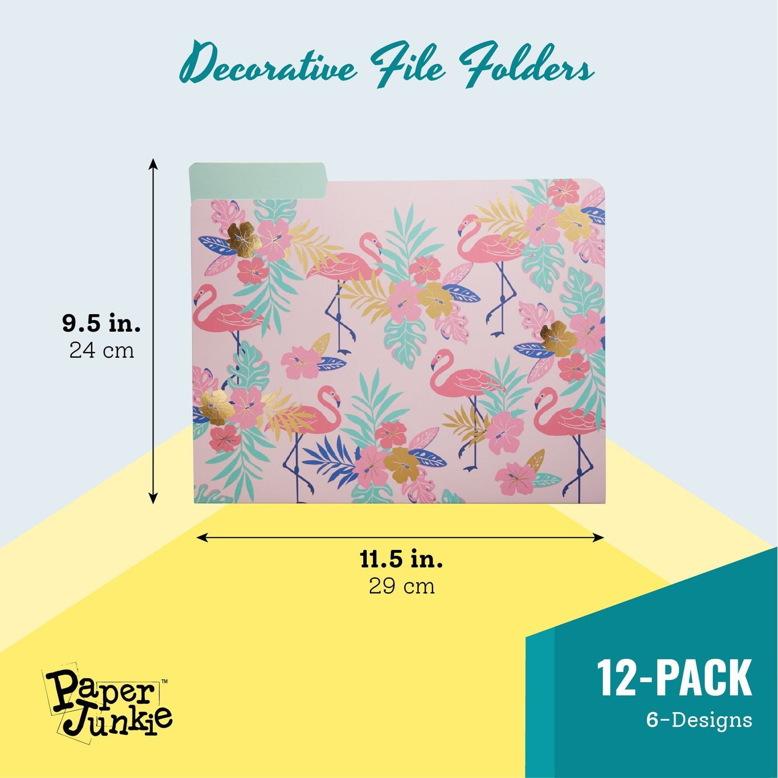 Paper Junkie Flamingo Prints 2 Pocket Folders, Multicolor, 6 Pack
