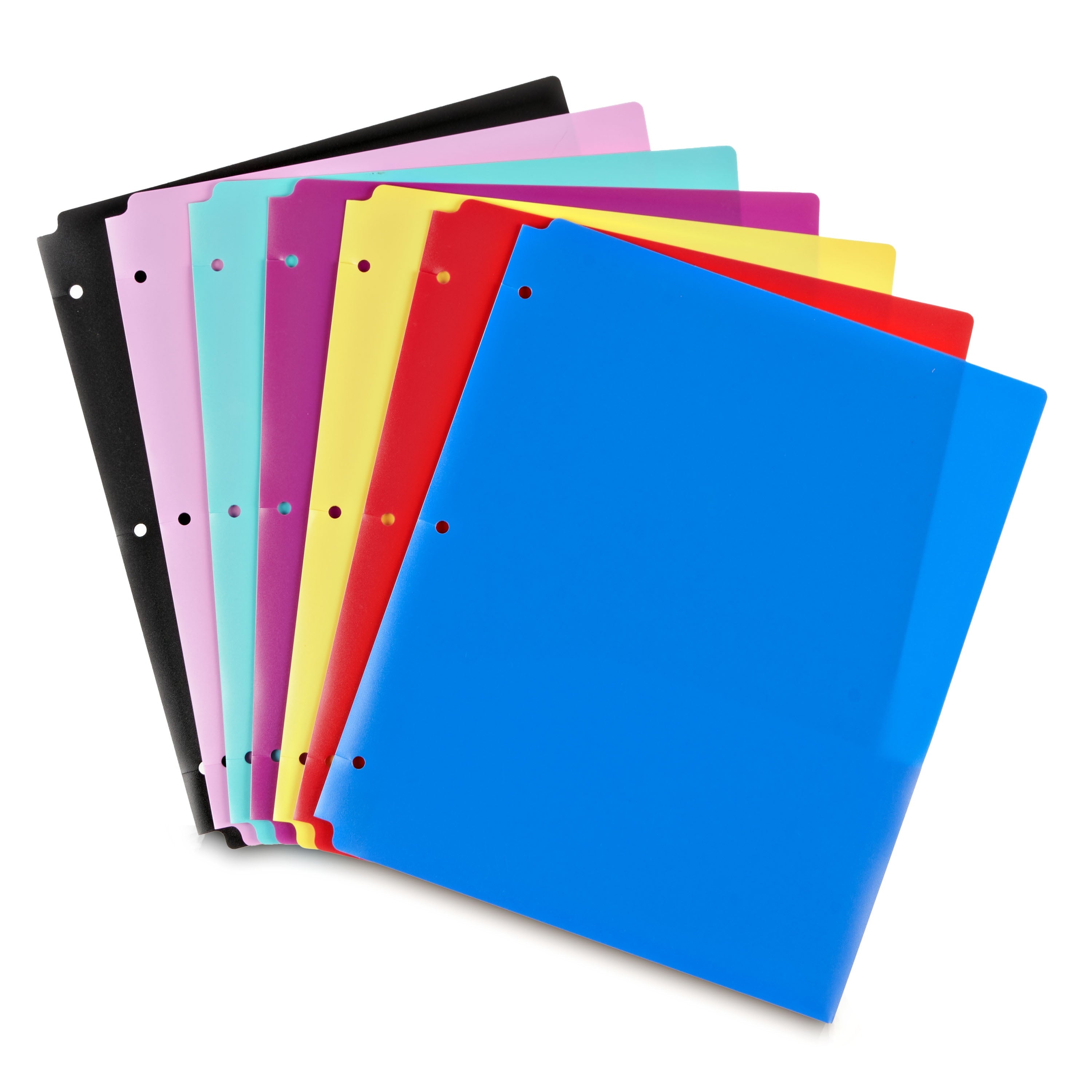 Pen+Gear 2-Pocket Poly Portfolio, 7 Count, Assorted Colors