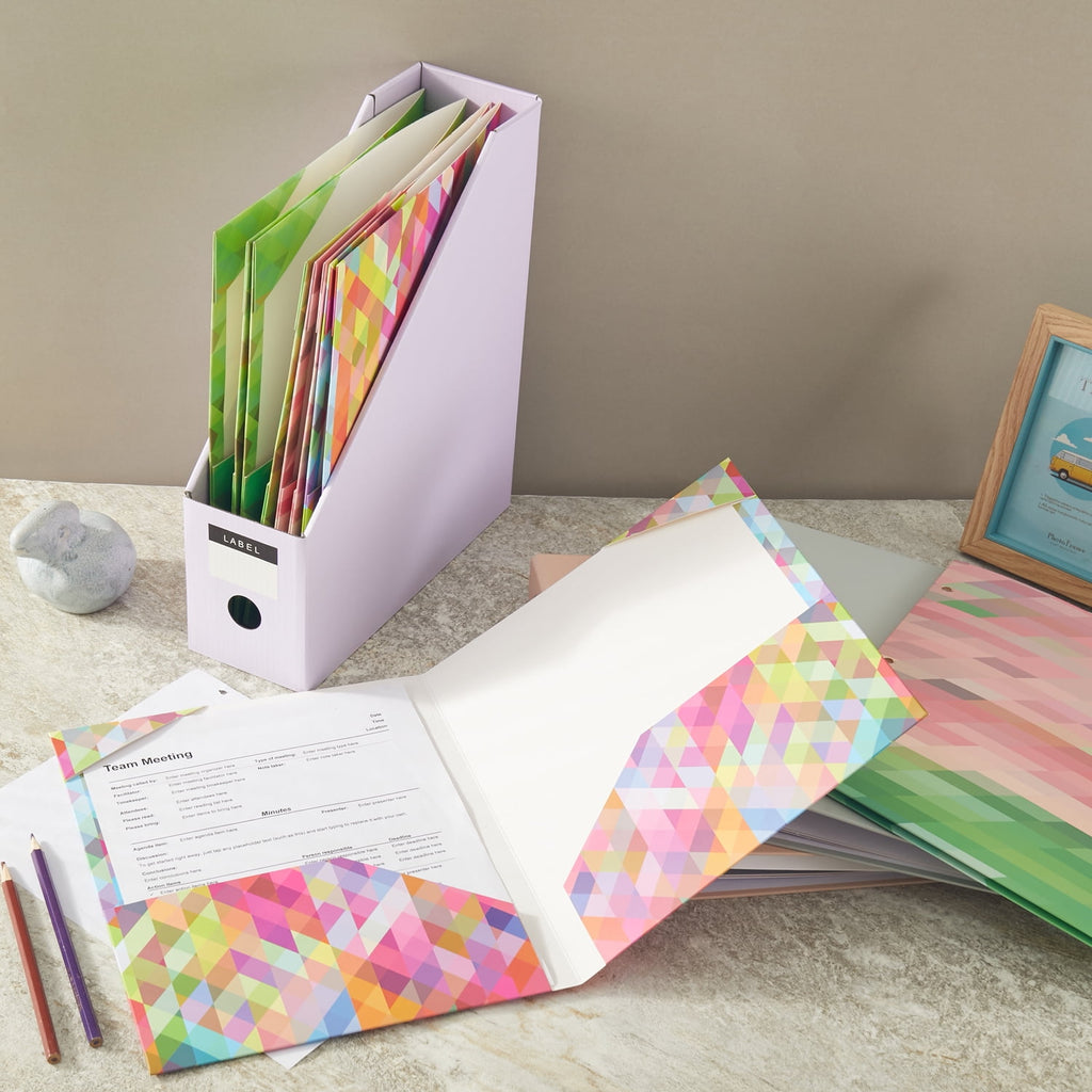 Y YOMA 6 Pack 2 Pocket Folder Letter Size Decorative Binder Folders with Pockets 3 Hole Punch Folder Paper Cute Project Folders Two Pocket 3 Ring File Folder for School Office Home, Abstract Design