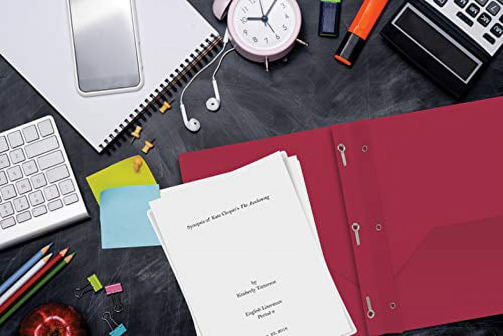 Better Office Products Burgundy Plastic 2 Pocket Folders with Prongs, 24 Pack, Heavyweight, Letter Size Poly Folders with 3 Metal Prongs Fastener Clips, Burgundy Red