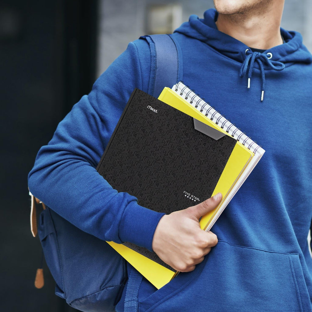 Five Star 2-Pocket Stay-Put Plastic Folder, Black (72113)