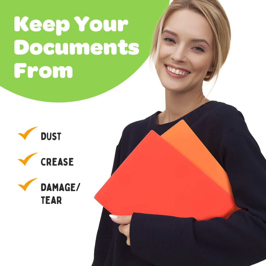 2 Pocket Multicolor Plastic Folders with Prong Fasteners, Black, Red, Green, Blue, Yellow, Orange, 6 Pack Plastic Folders