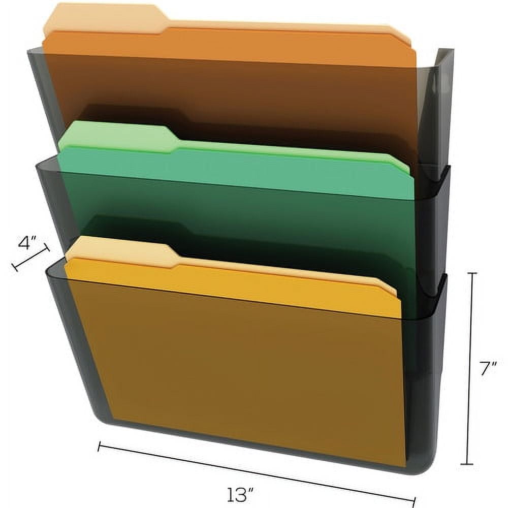 Deflecto Stackable DocuPocket Set 3 Pocket(s) - 14" Height x 13" Width x 4" Depth - Smoke - 3 / Set