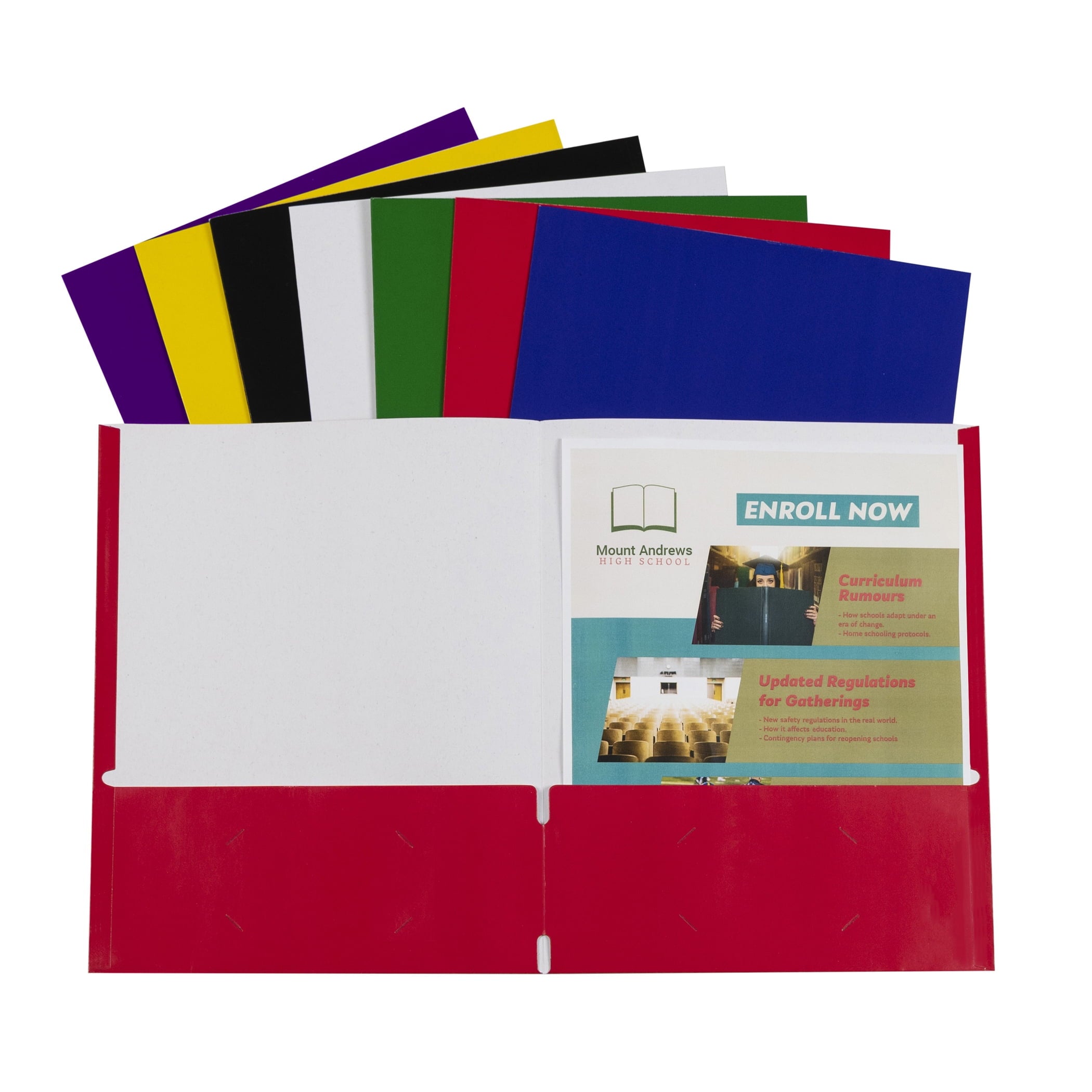 C-Line Recycled Two-Pocket Paper Portfolio Folder, No Prongs, Assorted Colors, Pack of 60