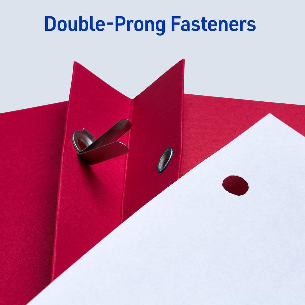 Two Pocket Folders with 3 Prong Fasteners, 25 Red Folders (47979)