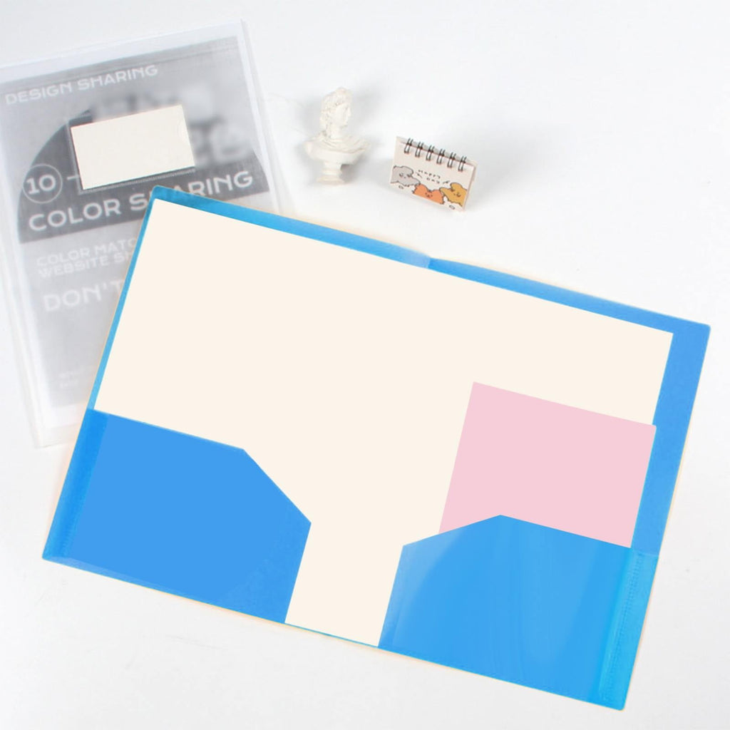 ZOURIH Plastic Folders with Pockets , 2 Pocket Poly Folders for School, Home or Office, Durable Acid-Free Poly, Includes Removable Adhesive Labels（2 Pack）