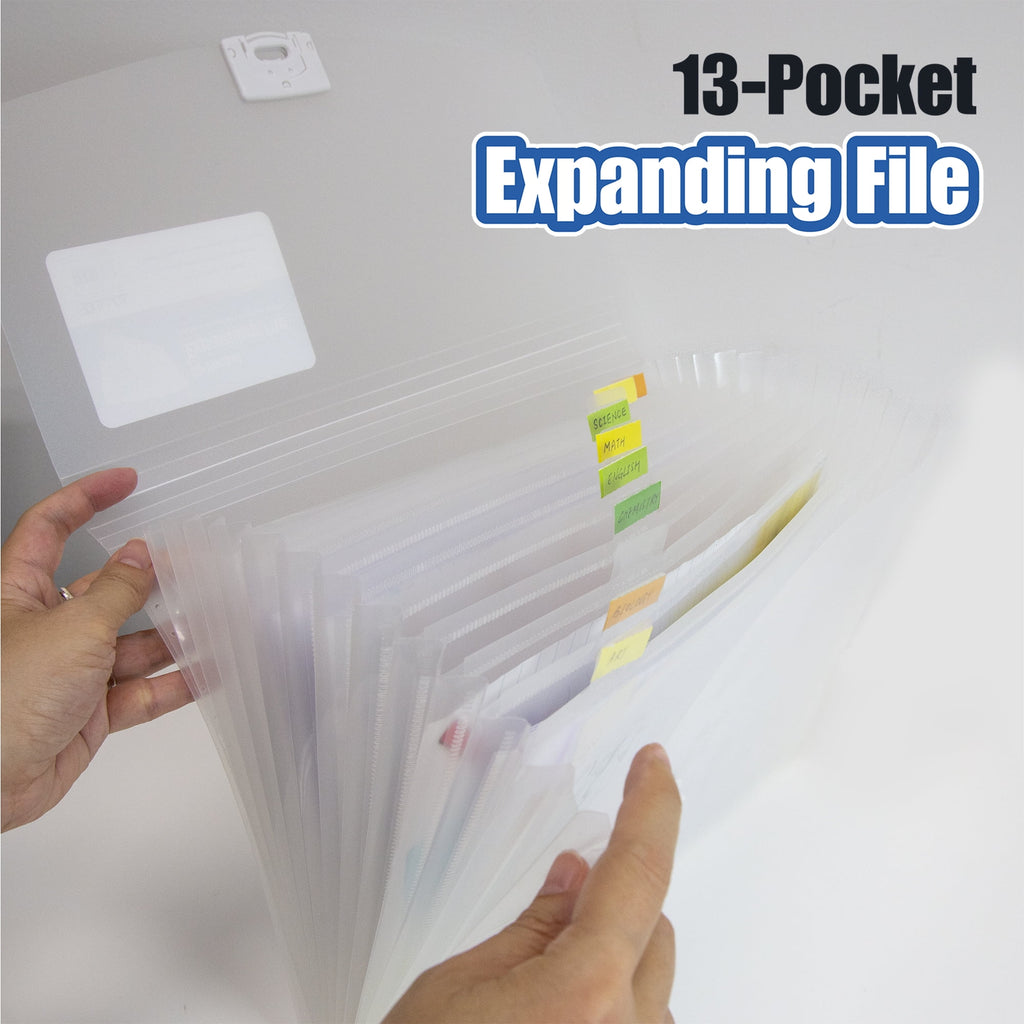 BAZIC Expanding File Folder 13 Pockets Color Tab, Document Envelopes, 2-Pack