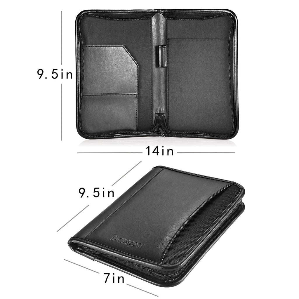 Bospa Padfolio Portfolio Folder/Multi Function Folder/Business Folder with Zippered Closure and Professional Leather 7 inch x 9.5 inch