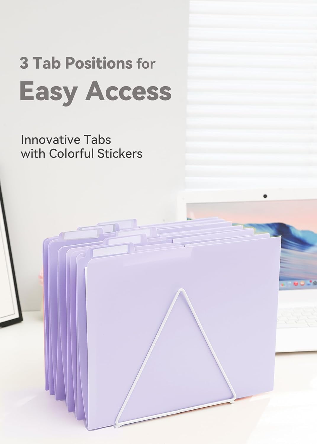 MetalM Plastic Folders with Pockets, 6 Pack Purple Folders for School, Unique 1/3 Cut Tabs with Colorful Labels, Letter Size