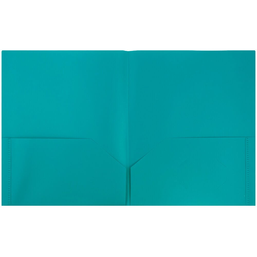 JAM Paper Plastic 2 Pocket School POP Folders, Teal Blue, 3/Pack