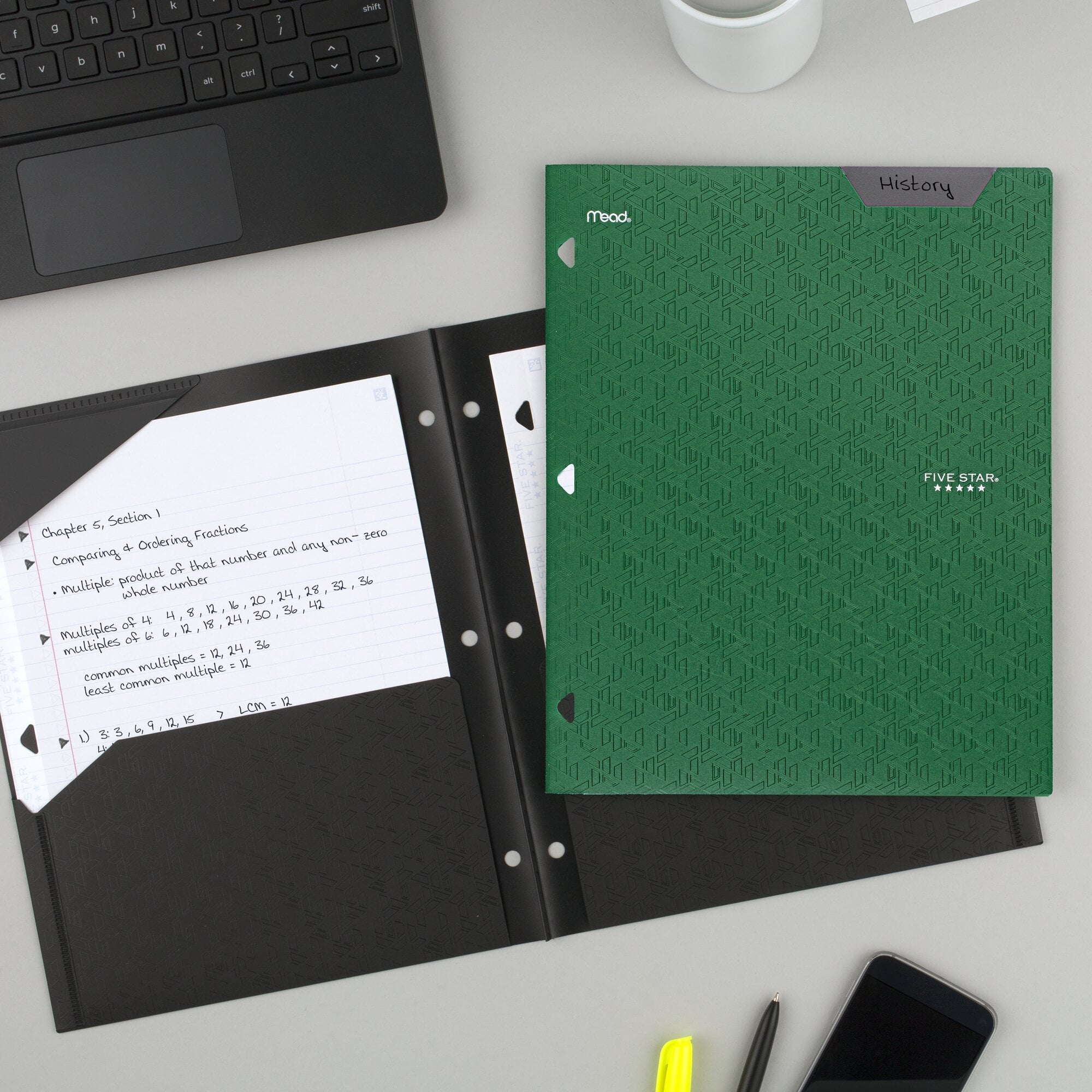 Five Star 2-Pocket Stay-Put Plastic Folder Forest Green - Pocket & Prong Folders