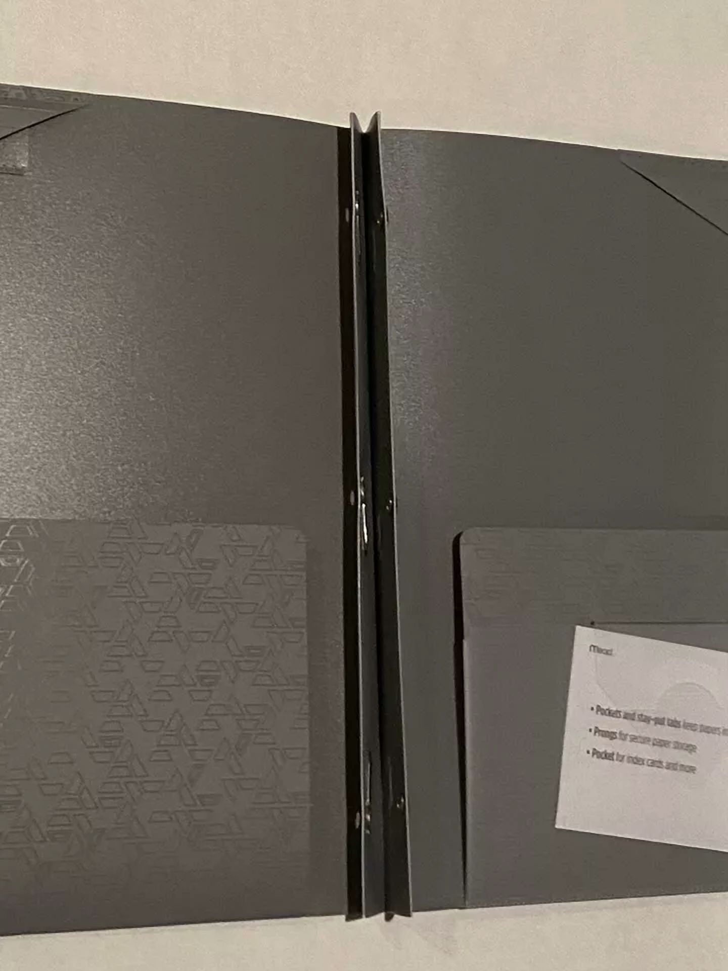 Set Of 3 Five Star 2 Pocket Folder With Prong Fasteners, Stay-Put Folders, Gray