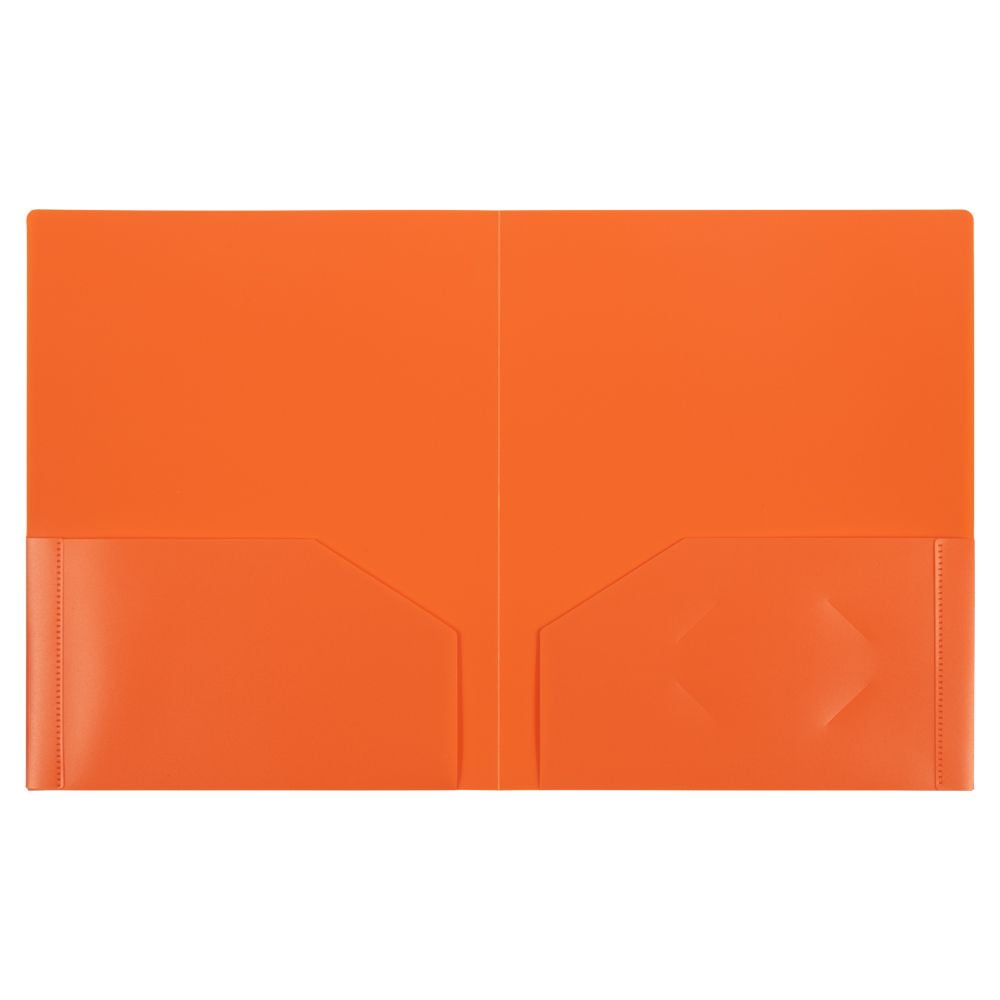 JAM Paper Heavy Duty Plastic Two Pocket Presentation Folders, Orange, 6 Pack