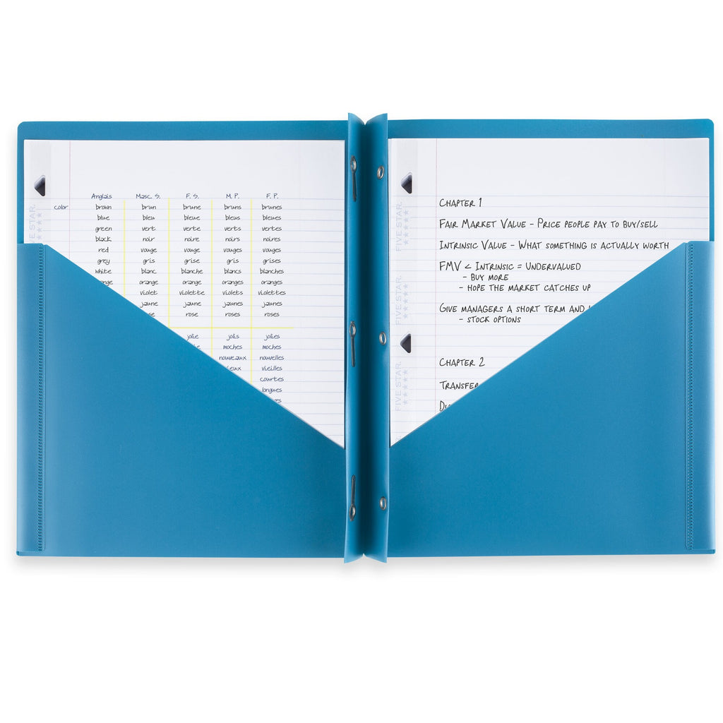 Five Star Plastic Pocket and Prong Folder 4 Pack Amethyst Purple Harvest Yellow