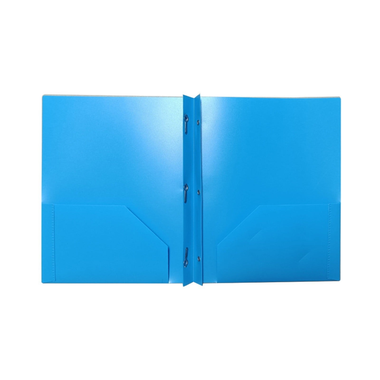 DJJGXAN Plastic Pockets Folders with Brads Folders with Pockets and Prongs 2-Pocket Folder with Fasteners, Fit Letter Size Paper, Use for School Office Home Business (Blue)