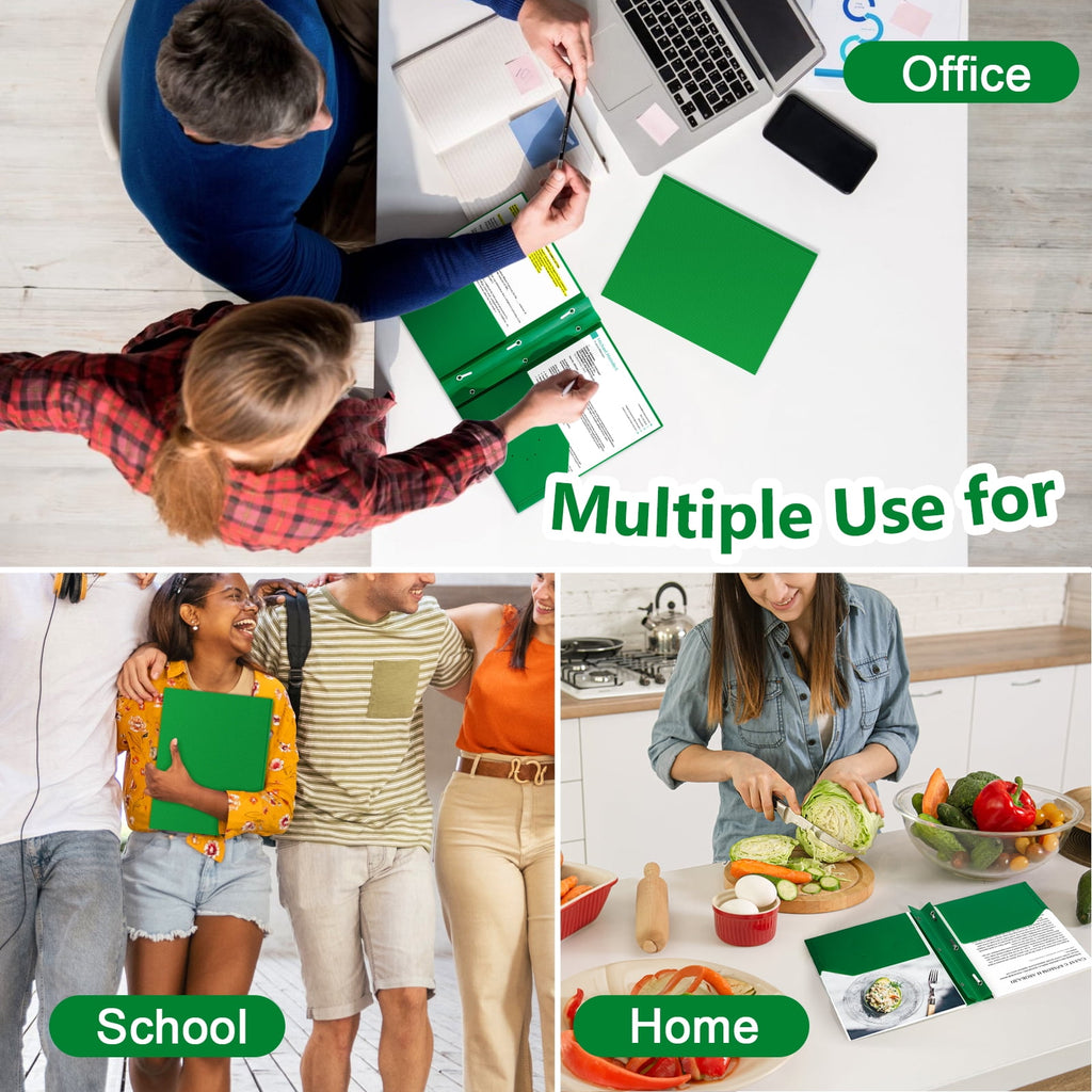 Vivin 10-Pack Plastic Folders with 3 Prongs and 2 Pockets, Green Lighting Pattern