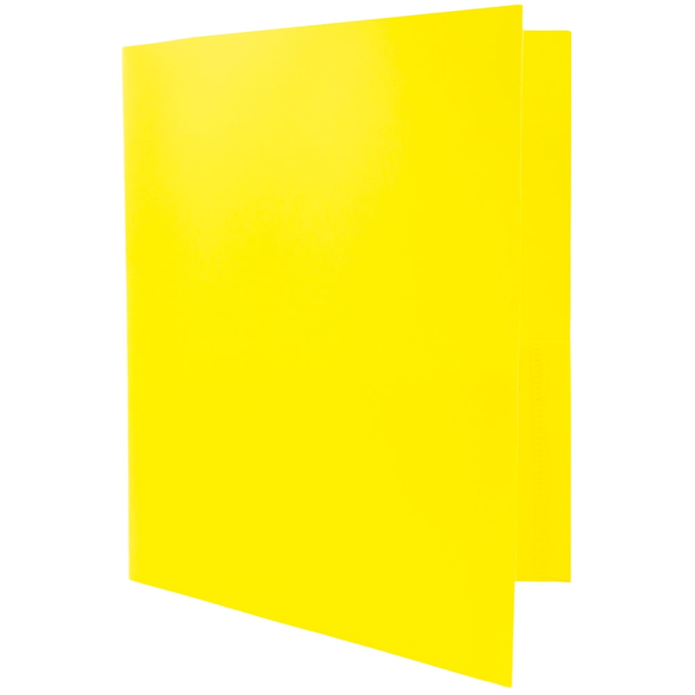 JAM Paper Plastic 2 Pocket School POP Folders, Yellow, 6 per Pack