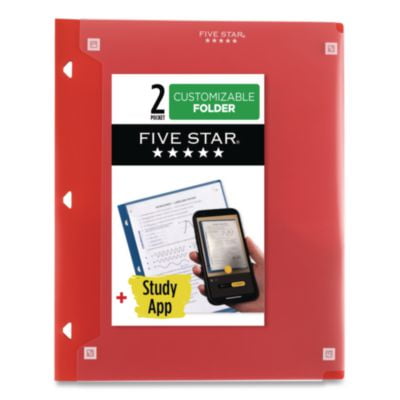 Five Star® Two-Pocket Portfolio Clear View, 11" x 8.5", Randomly Assorted 33452