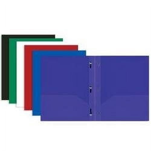 BAZIC 2 Pockets Poly Folder Portfolio, 3 Prong Fastener Clip, 8-Pack
