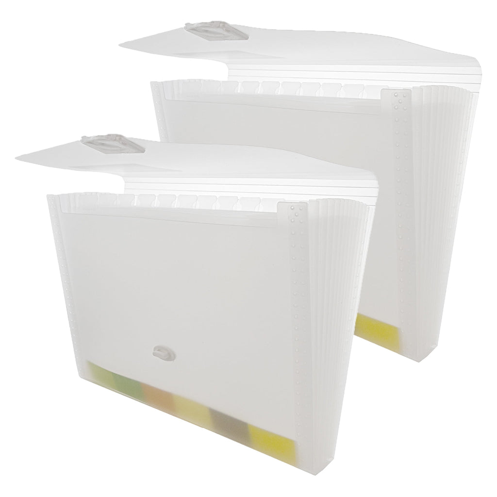 BAZIC Expanding File Folder 13 Pockets Color Tab, Document Envelopes, 2-Pack