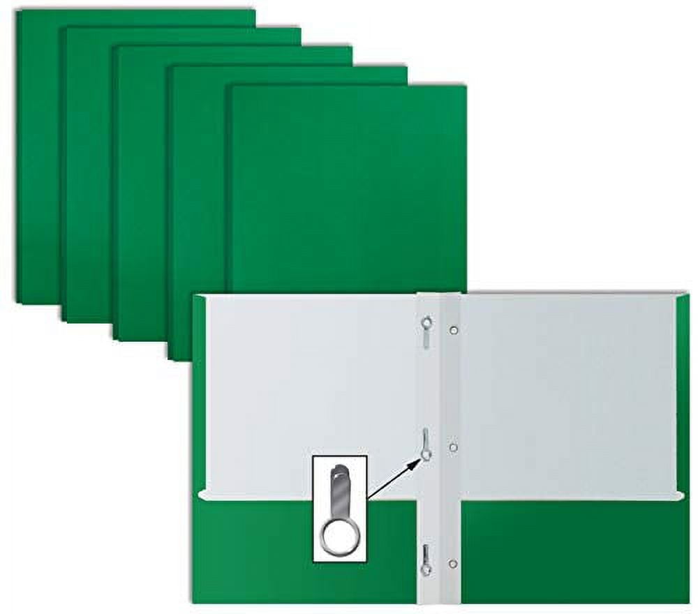 Better Office Products Letter Size Paper Folders with 3 Metal Prong, Green, 50 Pack
