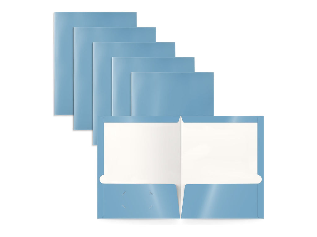 Better Office Products - Pocket folder - 2 compartments - for Letter A Size (8.5 in x 11 in) - capacity: 100 sheets - light blue (pack of 25)