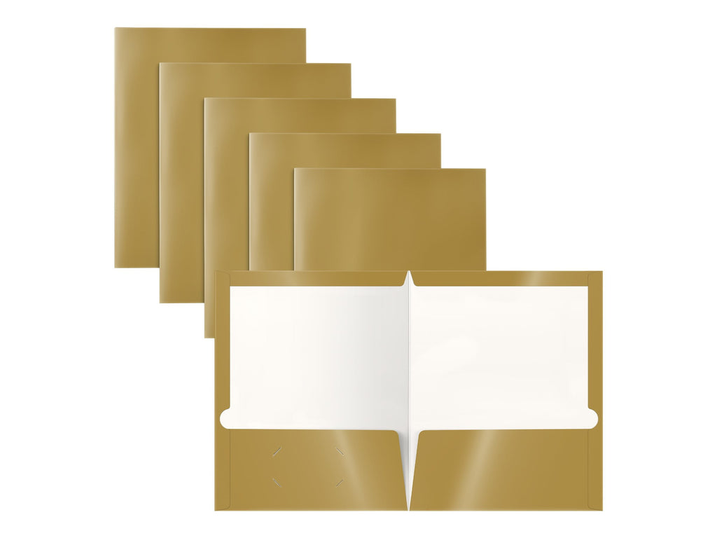 Better Office Products - Pocket folder - 2 compartments - for Letter A Size (8.5 in x 11 in) - capacity: 100 sheets - metallic gold (pack of 25)