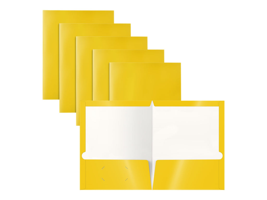 Better Office Products - Pocket folder - 2 compartments - for Letter A Size (8.5 in x 11 in) - capacity: 100 sheets - yellow (pack of 25)