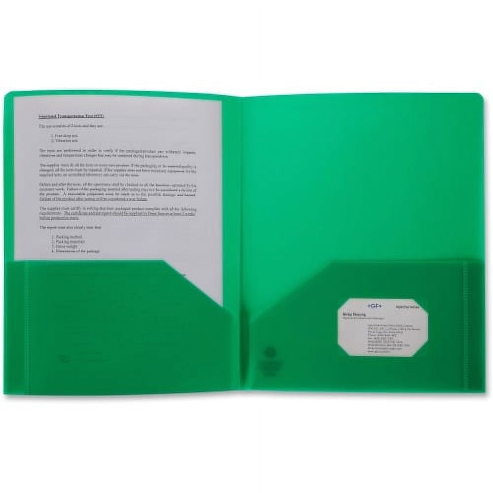 Business Source, BSN20882, 2-pocket Poly Portfolio, 1 Each, Green
