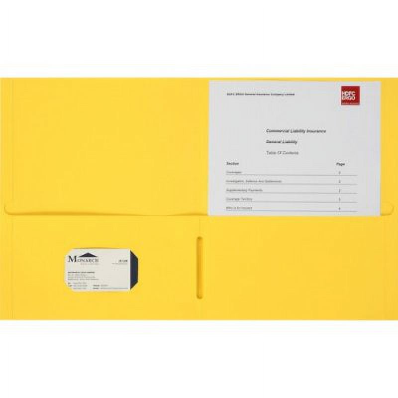 Business Source Letter Portfolio - 8 1/2" x 11" - 125 Sheet Capacity - Inside Front & Back Pocket(s) - Paper Stock - Yellow - 25 / Box | Bundle of 2 Boxes