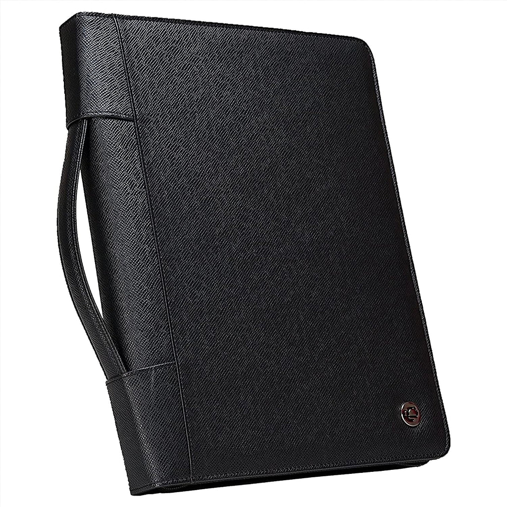 Case-it Tycoon Mini Padfolio Portfolio with Letter Size Writing Pad, Tri Fold Snap Closure, Black (Pad-37-MI)