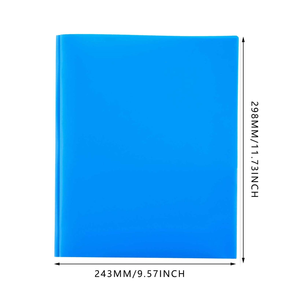 DJJGXAN Folders with Brads and Pockets, Plastic Folder with 2 Pocket and 3-Prong, 2 Pockets Paper Folder, 3 Metal Prongs Fastener Clips Portfolio, Letter Size Folders, 1-Pack (9.57" x 11.73") (Blue)