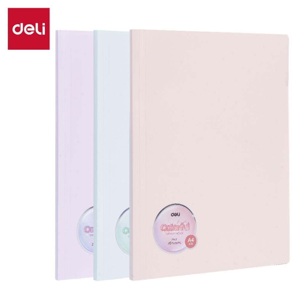 Deli 3-Pcs Display Folder Set with 20 Clear Pockets, Ideal For Home File Storage And Organization.