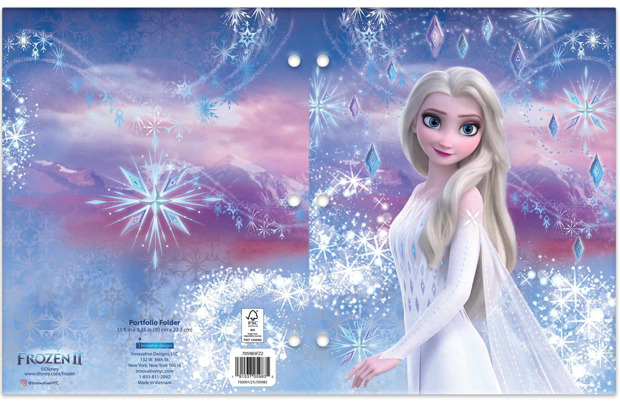 Disney Frozen 2-Pocket Paper Folder, 3-Hole Punched, Assorted Designs