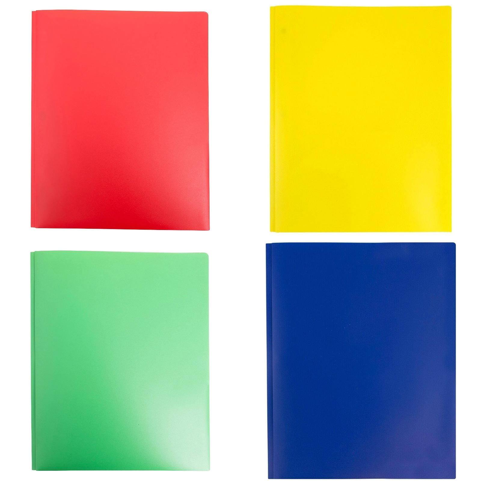GBAYXJ—Dunwell Colored Plastic Folder With Pockets And Prongs (Assorted Colors Pack) Colorful Folders With & School Folders With Fasteners(1*Red+1*Yellow+1*Green+1*Blue)