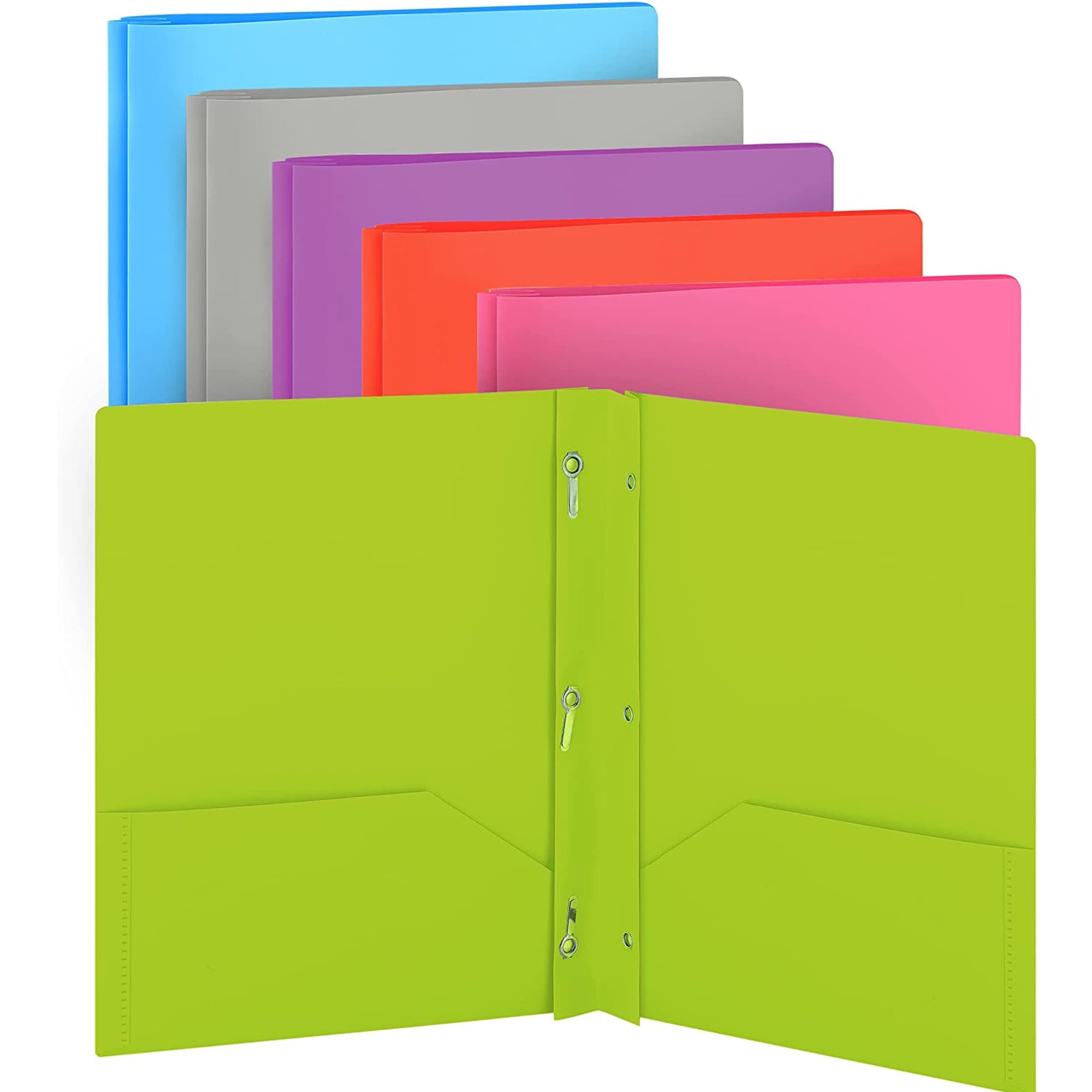 Enday Folder with Pockets and Prongs 2 Pocket Portfolio Folder for School and Office Gray