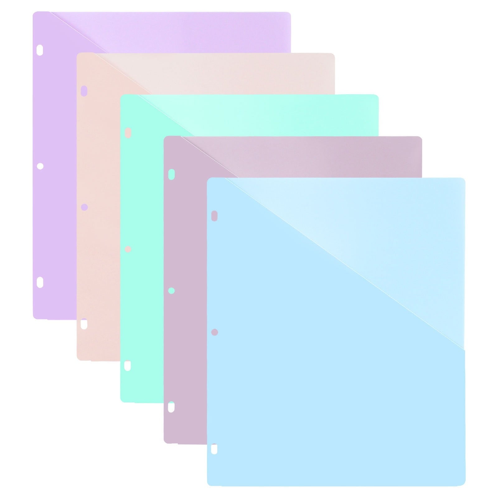FURNIX Pocket Folders, 5 Pack, Pastel Colors, Folders With Pockets 3 Hole Punched, Folders, Folders For School, Folders With Pockets, Binder Folders, Pocket Folders For 3 Ring Binder，Cute Folder