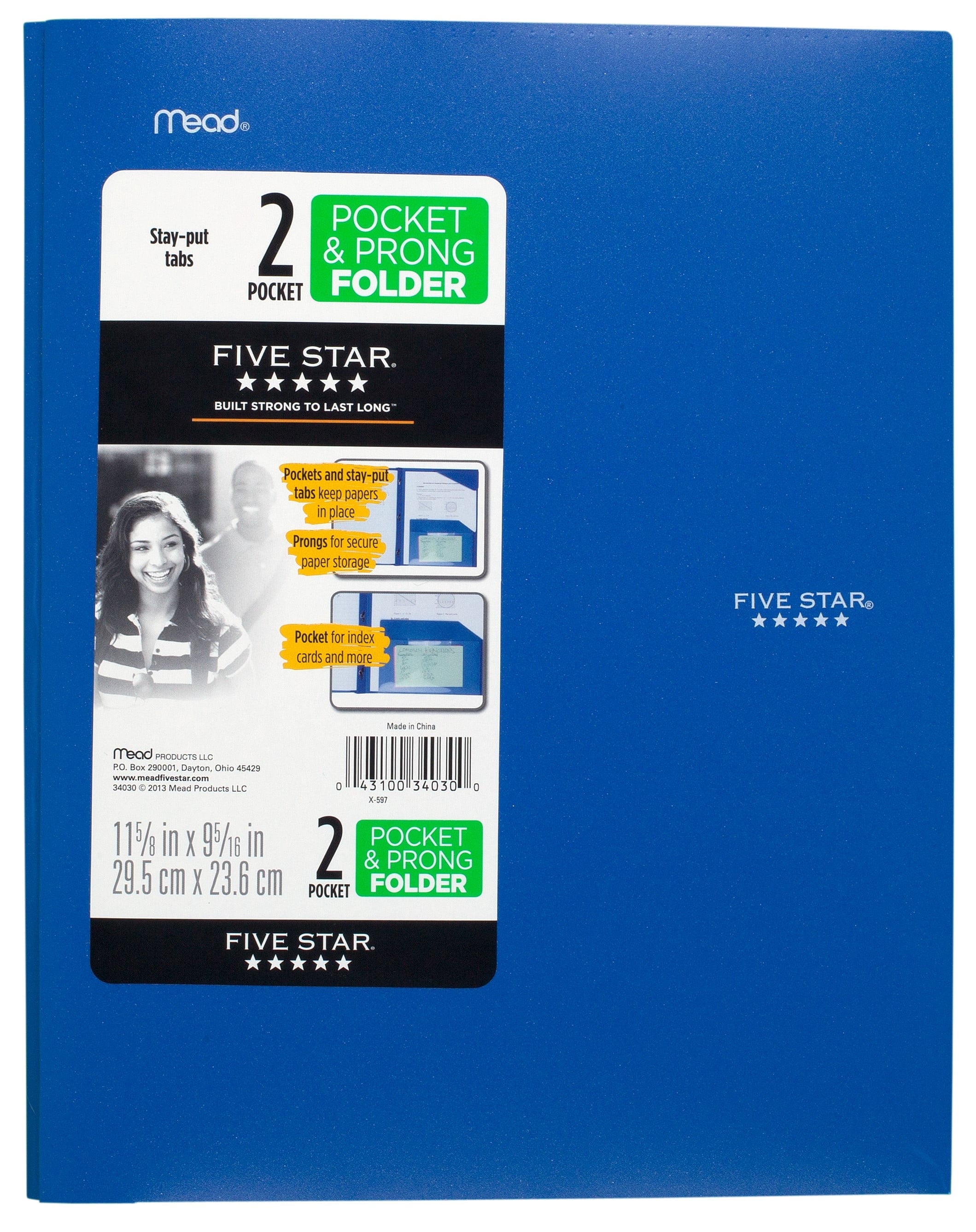 Five Star 2-Pocket Stay-Put Plastic Folder, Assorted Colors (72115)