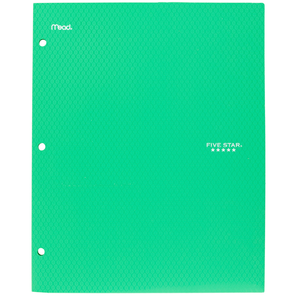 Five Star 2-Pocket Stay-Put Plastic Folder, Green (37451)