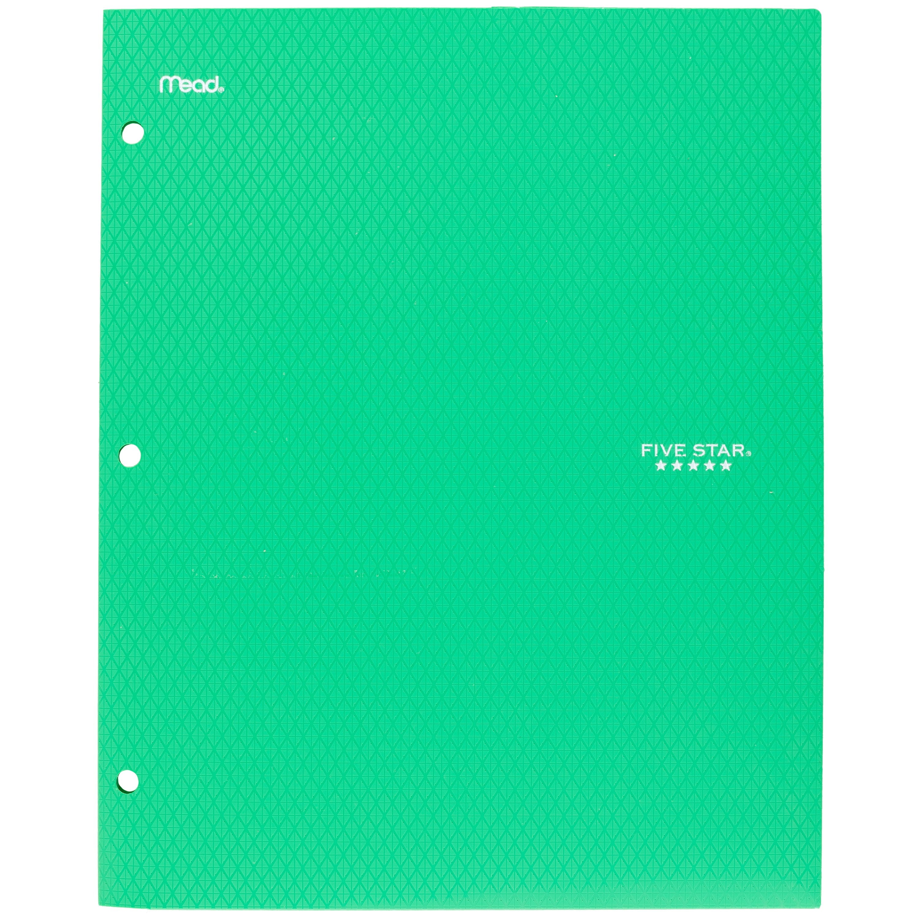 Five Star 2-Pocket Stay-Put Plastic Folder, Green (37451)