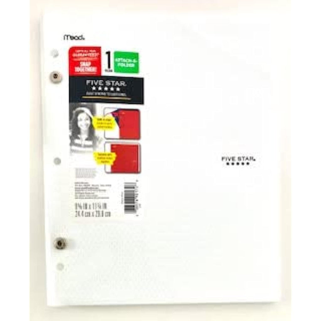 Five Star 2-Pocket Folders, Stay-Put Folders, Plastic Colored for 3-Ring Binders (White)