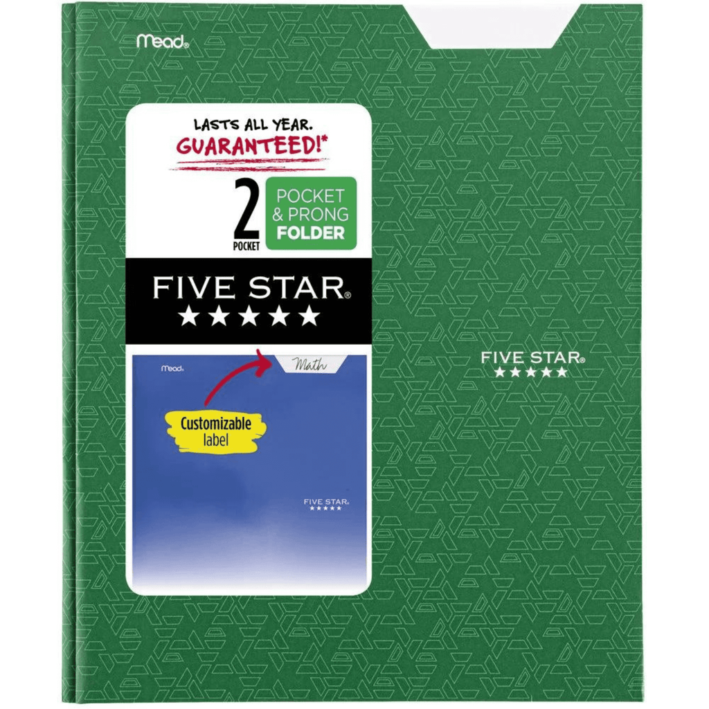 Five Star Pocket & Prong Paper Folder [Geometric Pattern]: 9 in. x 11 in. (Green)