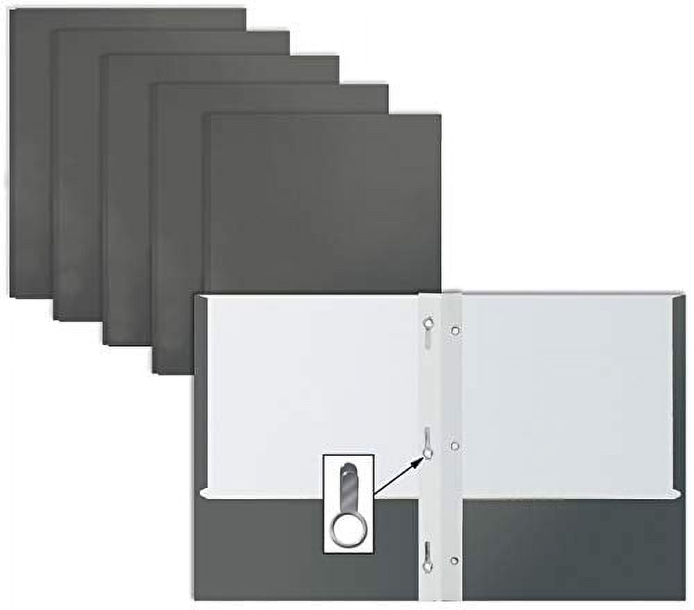 Gray Paper 2 Pocket Folders with Prongs, 50 Pack, by Better Office Products, Matte Texture, Letter Size Paper Folders, 50 Pack, with 3 Metal Prong Fastener Clips, Gray