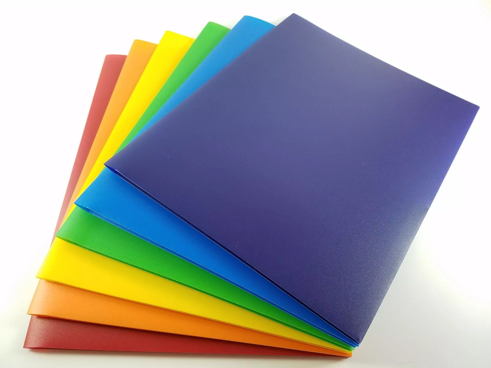 Heavy Duty Plastic Folders With 2 Pockets Letter Size, Pack Of 6, Primary Colors