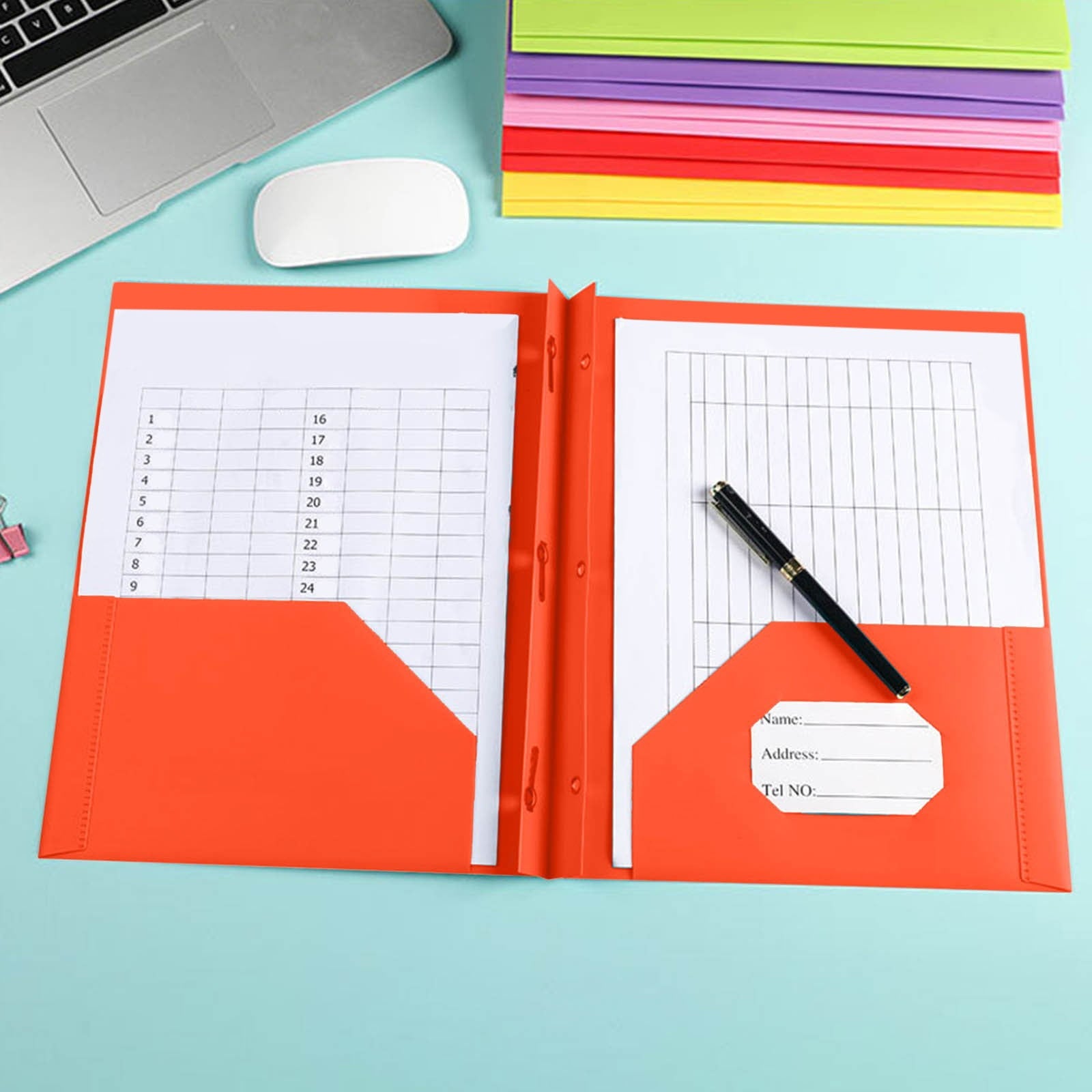 Heavy Duty Plastic Letter Size Folders with Pockets - 3-Prong Fastener, 10-Pack, Assorted Colors for Office & School Organization FAJHHA | Black