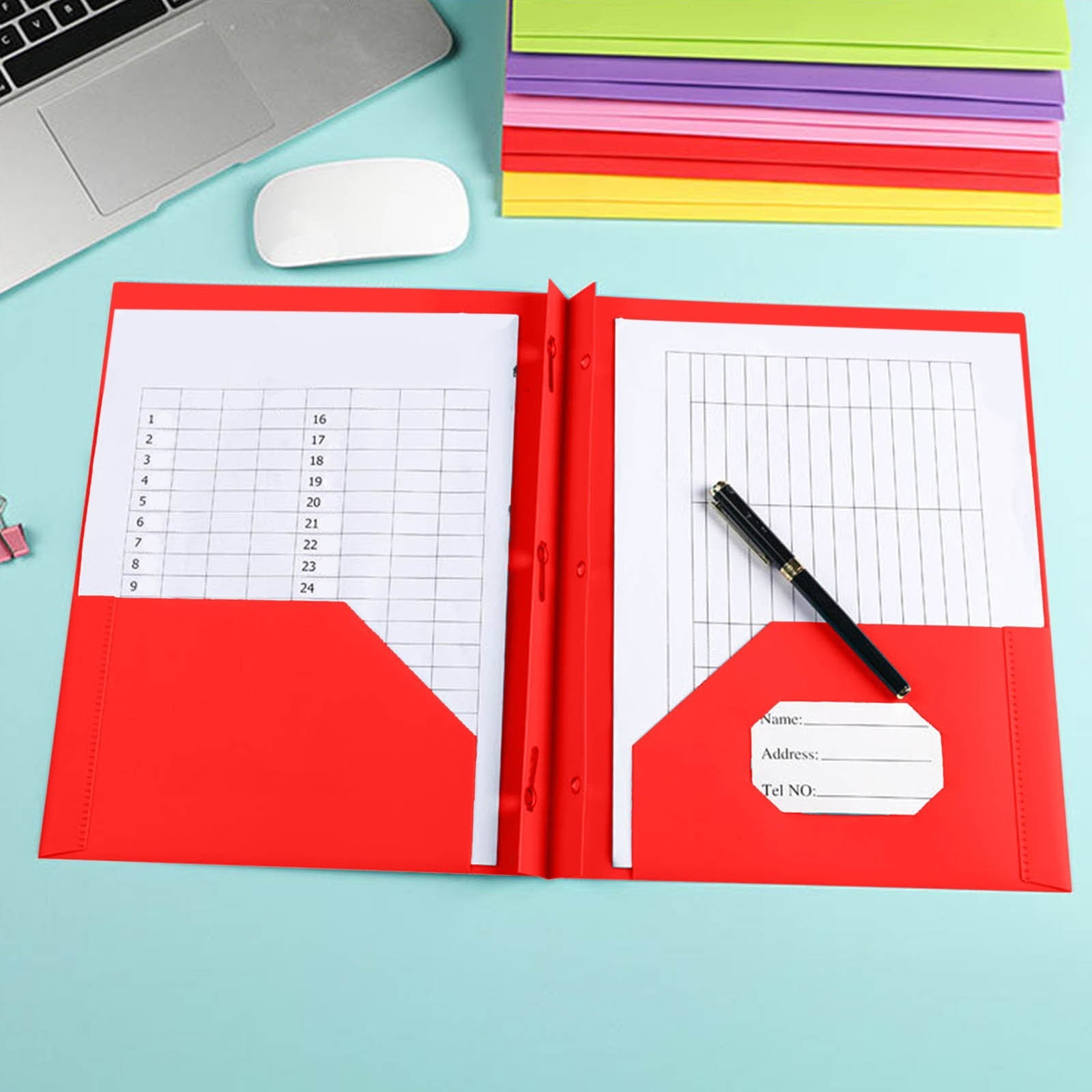 Heavy Duty Plastic Letter Size Folders with Pockets - 3-Prong Fastener, 10-Pack, Assorted Colors for Office & School Organization FAJHHA | Black