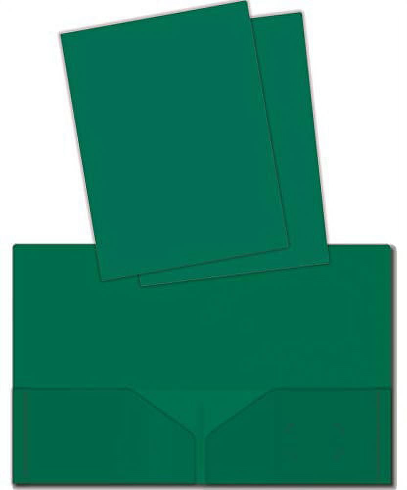 Heavyweight Plastic 2 Pocket Portfolio Folder, Letter Size Poly Folders by Better Office Products, 24 Pack (Green)