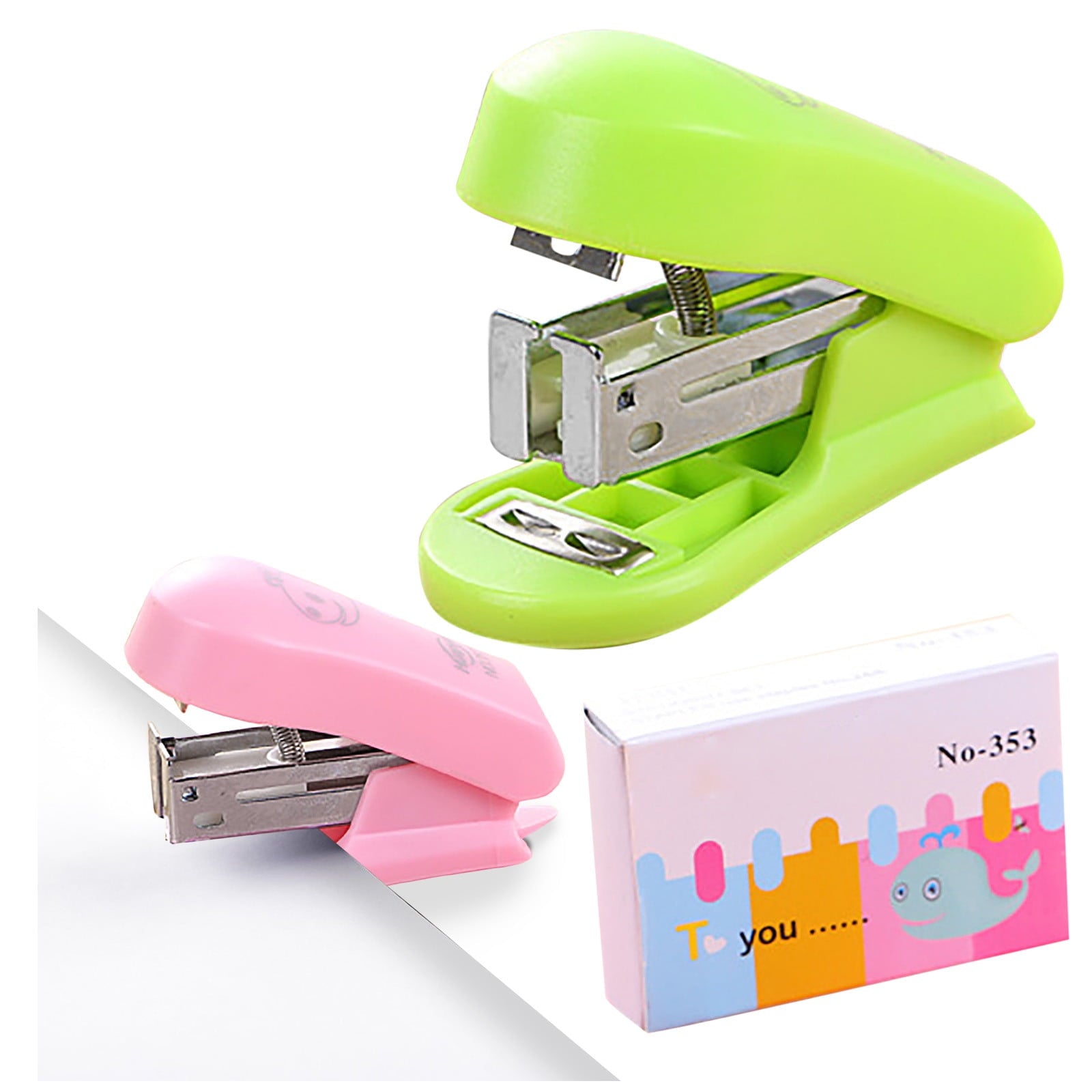 Hxoliqit,Black Chenille Stems Mini Small Stapler Useful Staples Set Office Binding,Green